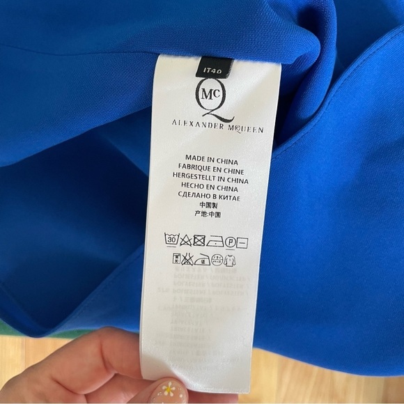 Alexander McQueen MCQ Cobalt Blue A-Line V-Neck Sleeveless Blouse EUC IT 40/US 4 - Picture 7 of 10